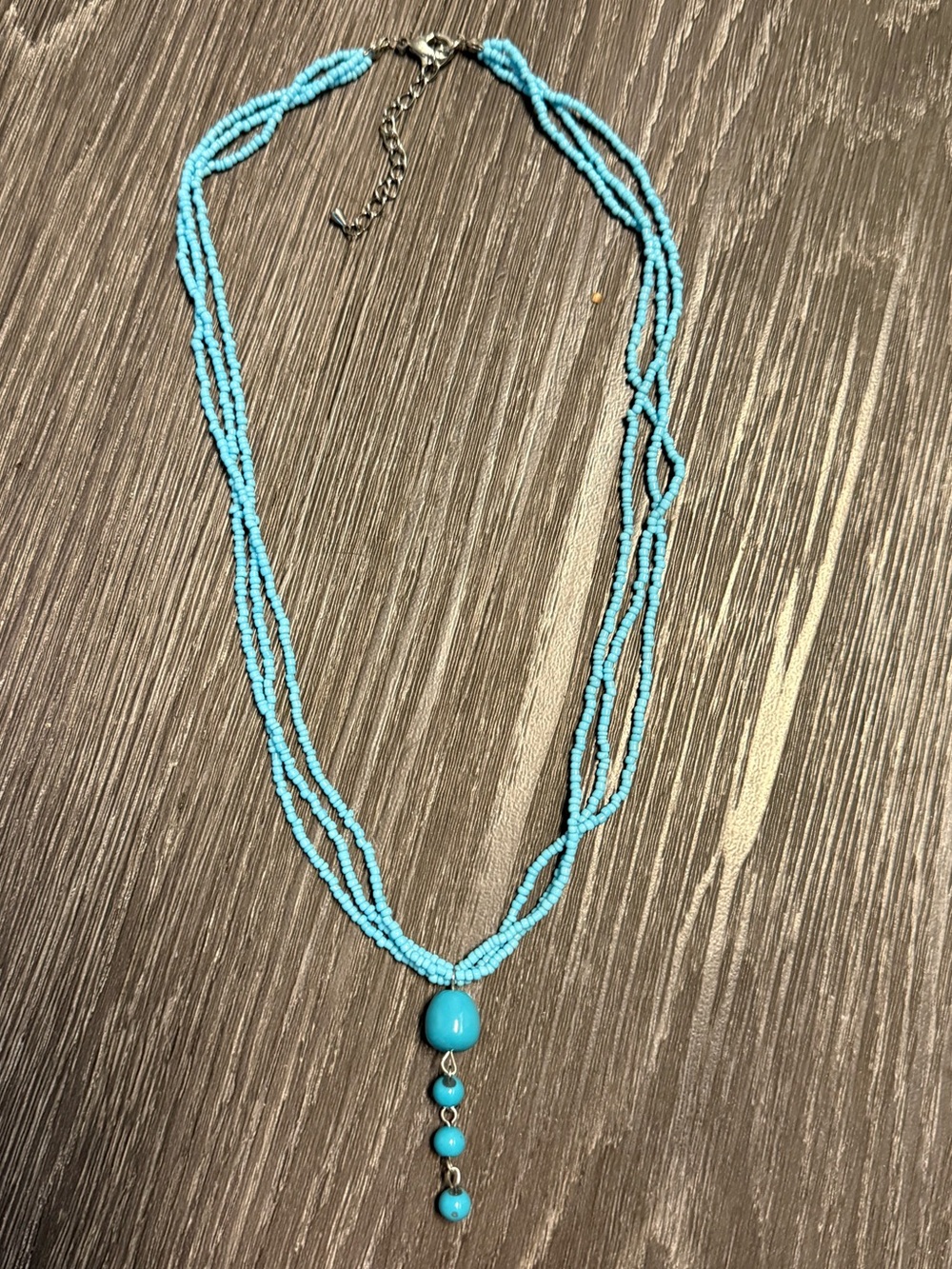 Turquoise Beaded Multi-Strand Pendant Necklace - Unbranded